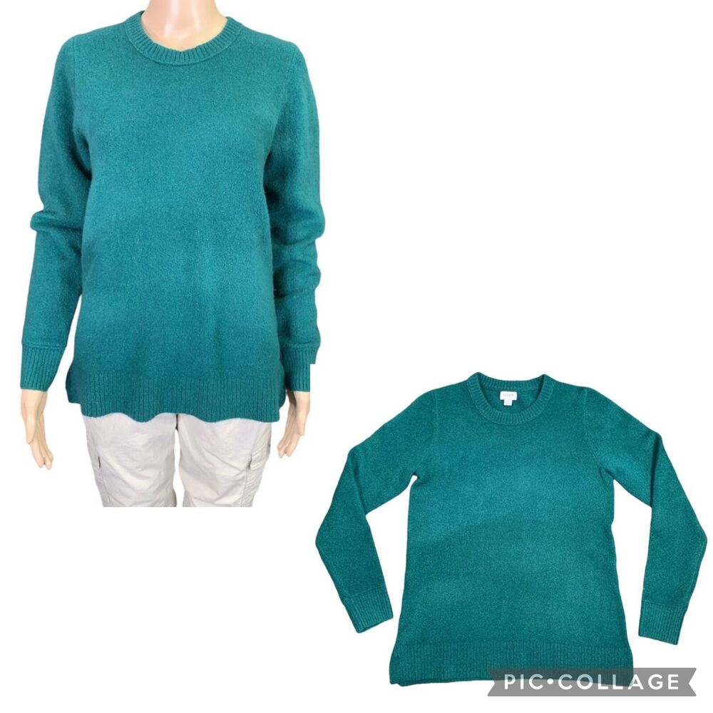 J Crew Womens Sweater Wool Blend Pullover Tunic Long Sleeves Forest Green Small